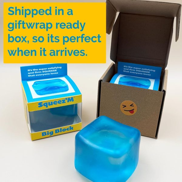 Premium Big Block Squeez'M Cube – 35% Larger Squishy Toy for Kids & Adults– Giftable for Unique Holiday, Birthday & Office Gift – Focus & Fun – US Brand & Instant Replace Policy, 3+ - Image 6