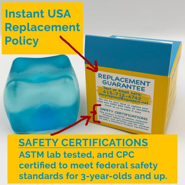 Premium Big Block Squeez'M Cube – 35% Larger Squishy Toy for Kids & Adults– Giftable for Unique Holiday, Birthday & Office Gift – Focus & Fun – US Brand & Instant Replace Policy, 3+ - Image 5