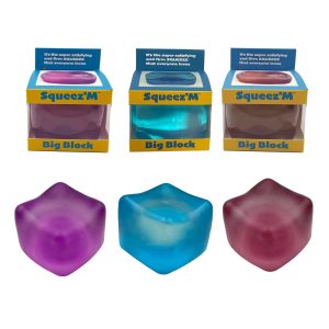 Premium Big Block Squeez'M Cube – 35% Larger Squishy Toy for Kids & Adults– Giftable for Unique Holiday, Birthday & Office Gift – Focus & Fun – US Brand & Instant Replace Policy, 3+