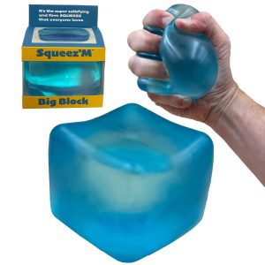 Premium Big Block Squeez'M Cube – 35% Larger Squishy Toy for Kids & Adults– Giftable for Unique Holiday, Birthday & Office Gift – Focus & Fun – US Brand & Instant Replace Policy, 3+