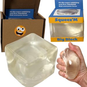 Original Big Block Premium Stress Cube – Glass Clear Squishy Fidget Toy for Kids & Adults