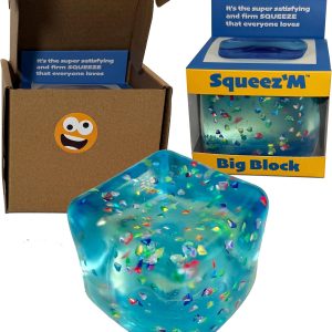 Original Big Block Premium Stress Cube – Glitter Squishy Fidget Toy for Kids & Adults (Skysparkle)