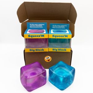 Original Big Block Premium Stress Cube 2 Pack – Purple & Blue Squishy Fidget Toy Set for Kids & Adults