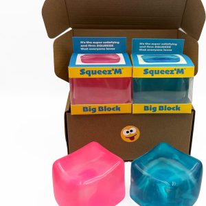 Original Big Block Premium Stress Cube 2 Pack – Pink & Blue Squishy Fidget Toy Set for Kids & Adults